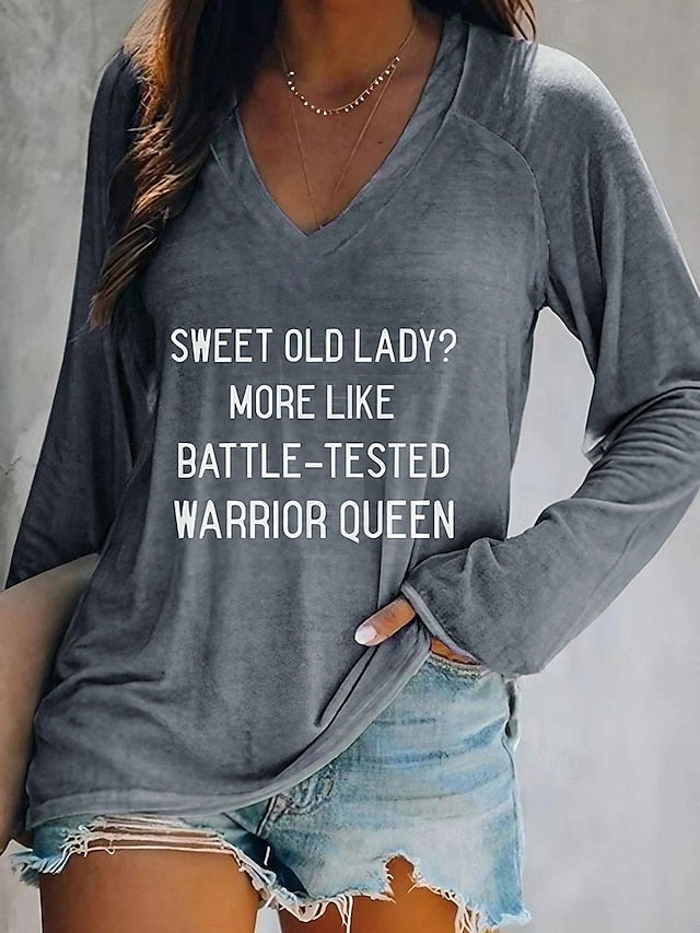 Women's T shirt Long Sleeve V Neck Long Sleeve Graphic
