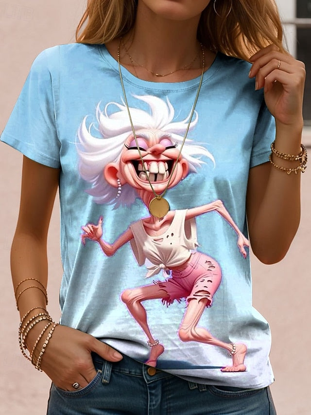 Women's T Shirt Print Ombre Graphic Cartoon Vintage Stylish