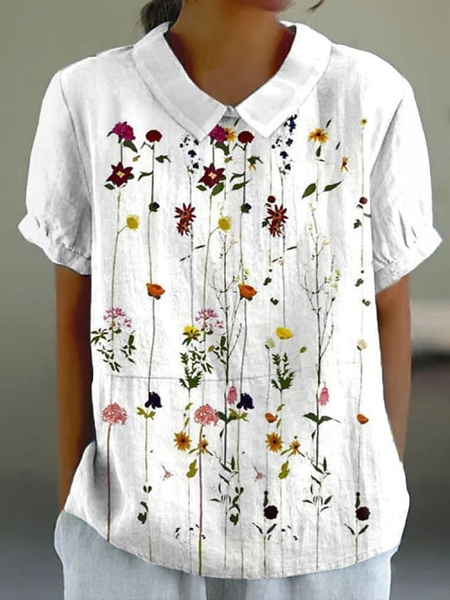 Women's Shirt Print Floral Stylish Modern Short Sleeve