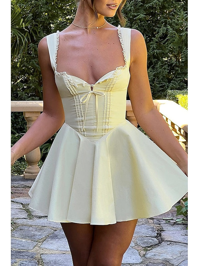 Women's Mini Dress White Dress Graduation Dress Slip Dress
