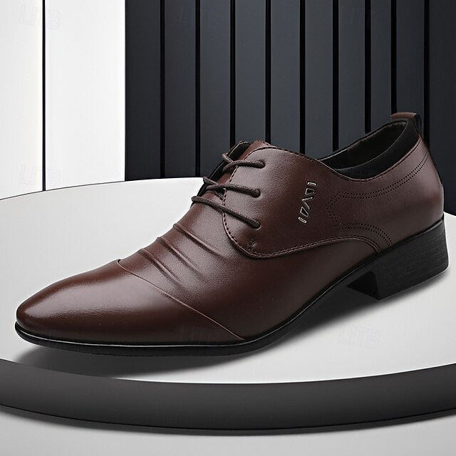 White Lace-Up Men's for Formal Elegant Shoes
