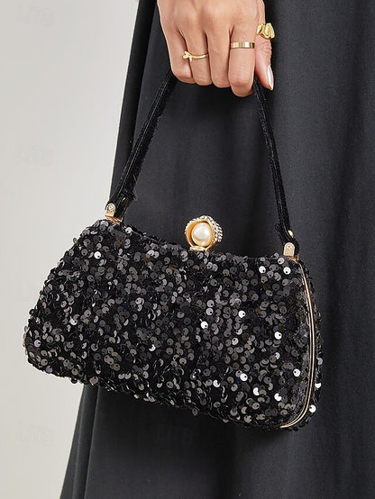Pearl Black Clutch Sequin – with Accent Women's Evening