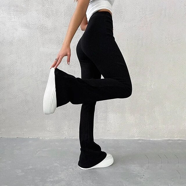 Women's Bell Bottom Chinos Streetwear Casual Full Length