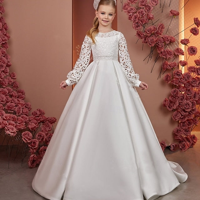 First Dress Communion Solid Girl Flower Girls' Kids