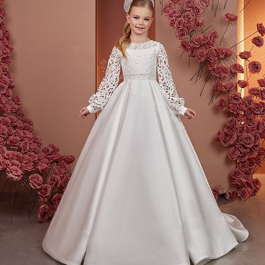 First Dress Communion Solid Girl Flower Girls' Kids