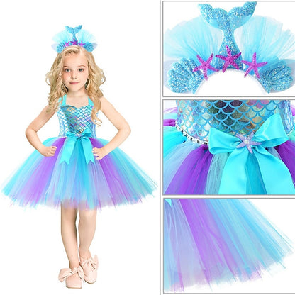 Flower Girl Ariel Tail Little Aqua Princess Mermaid