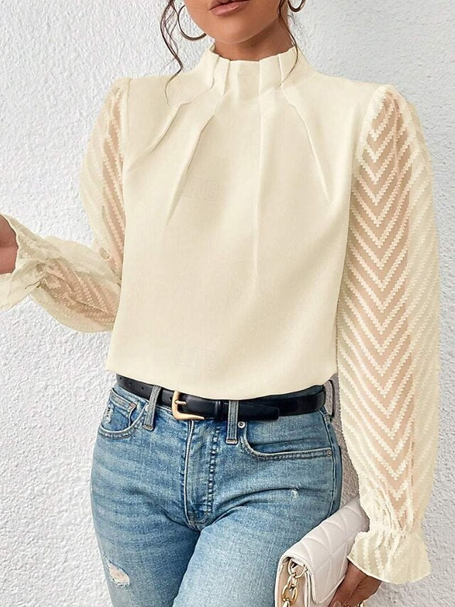 Women's Shirt Blouse Patchwork Plain Modern Casual Long