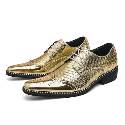 Men's Oxford Shoes Metallic Shiny Faux – Gold