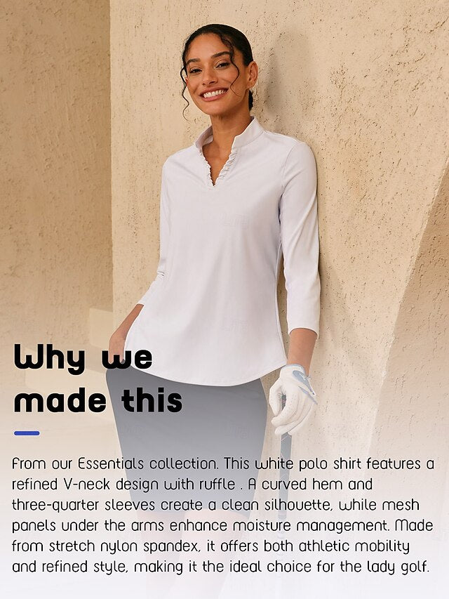 Women's Golf Polo Shirt White Top Ladies Golf Attire