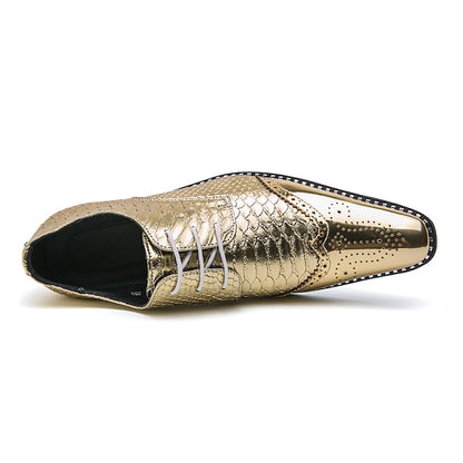 Oxford Metallic Men's Shiny Faux Gold Shoes
