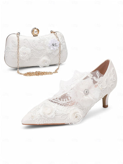 White Shoes Wedding with Floral Lace Embellishments