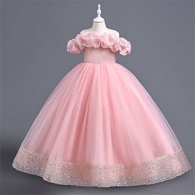 Girls' Color Solid Girl Party Dress Kids Flower