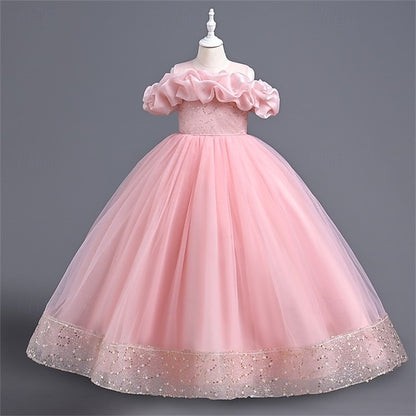Girls' Color Solid Girl Party Dress Kids Flower