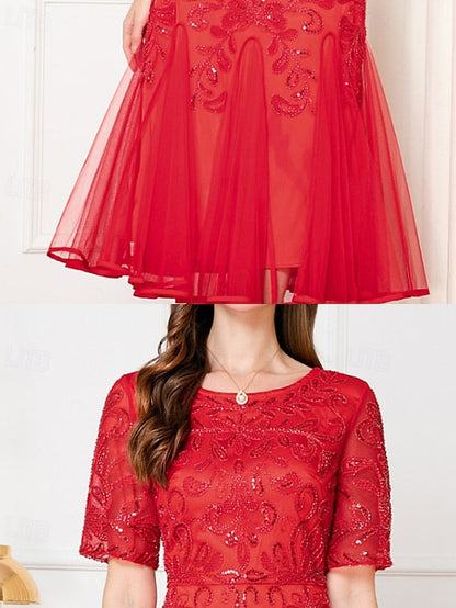 V Elegant Vintage A-Line the Beaded Mother Dress of Bride Party