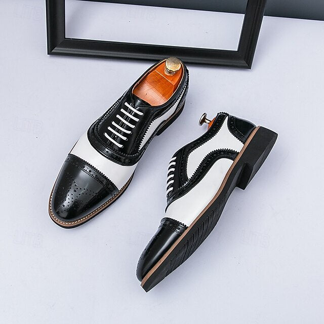 and Shoes Brogue Classic White with Brown Oxford Men's