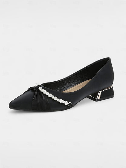 Pearl - Embellished Flats Women's Heel Pointed Elegant Low