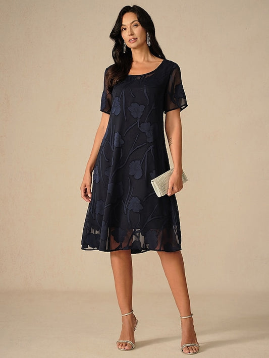 Women's Knee Length Dress Chiffon Dress Elegant Casual