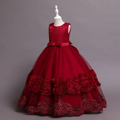 Floral Plain Party Line Kids Little Dress A Girls'