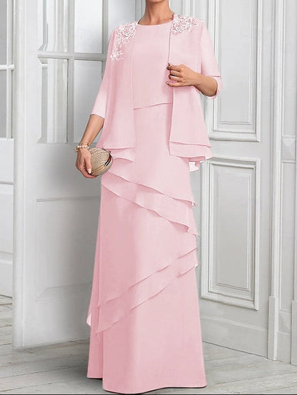 Formal Piece A-Line Elegant Two Bride Suit the of Mother Dress