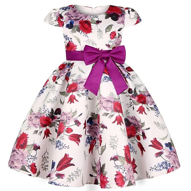 Dress Short Sleeve Flower Kids Girls' Party Floral