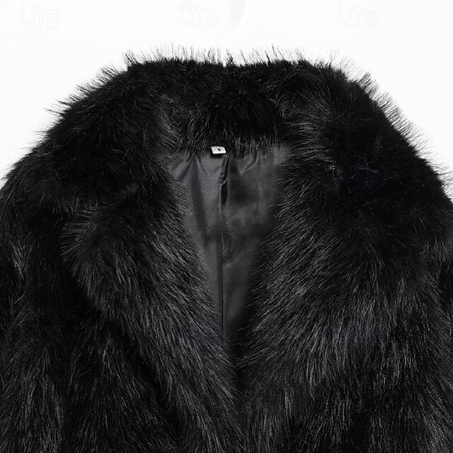 Fur Furs Comfortable Women's Pocket Warm Coat Faux