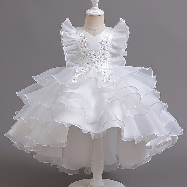 Floral Kids Girls' Party Dress Asymmetrical