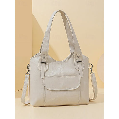 Brown Faux Bag Women's Leather Tote with Vintage Dual