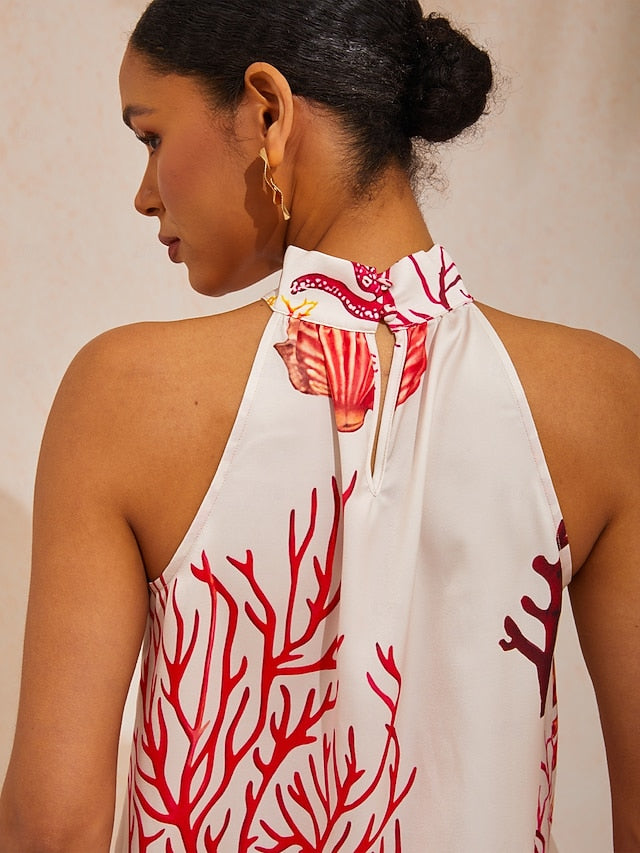 Coral Riviera Silky Satin Top