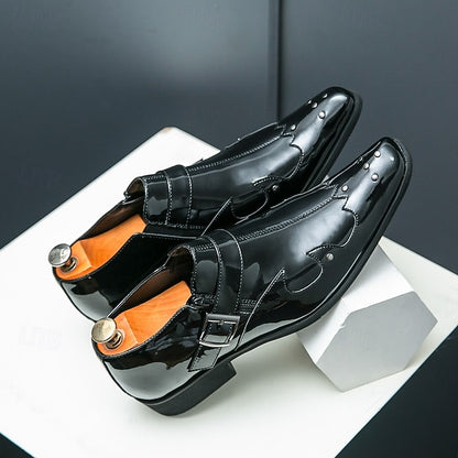 Strap Black Shoes Monk – Men's Leather Formal