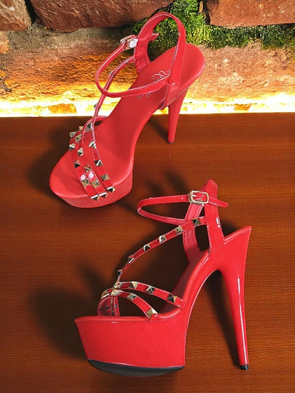 Heels Studded Women's Stiletto Straps Platform with