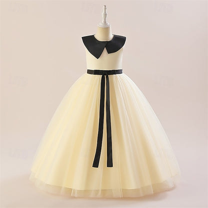 Performance Sleeveless Block Color Dress Girls' Party Kids