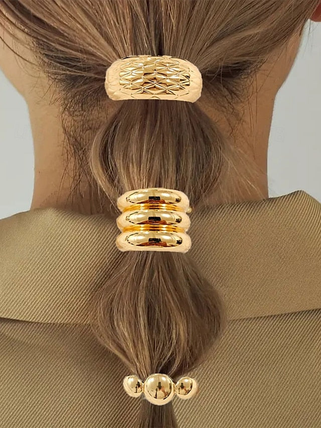 Band Hair Scrunchies Tone Gold Elastic Women's with -