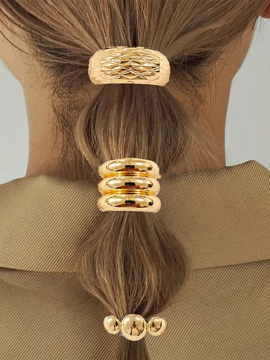 Band Hair Scrunchies Tone Gold Elastic Women's with -