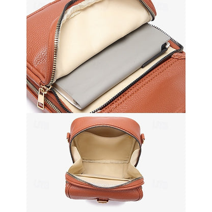 Bag Front Brown with Faux Vintage Leather Women's Crossbody