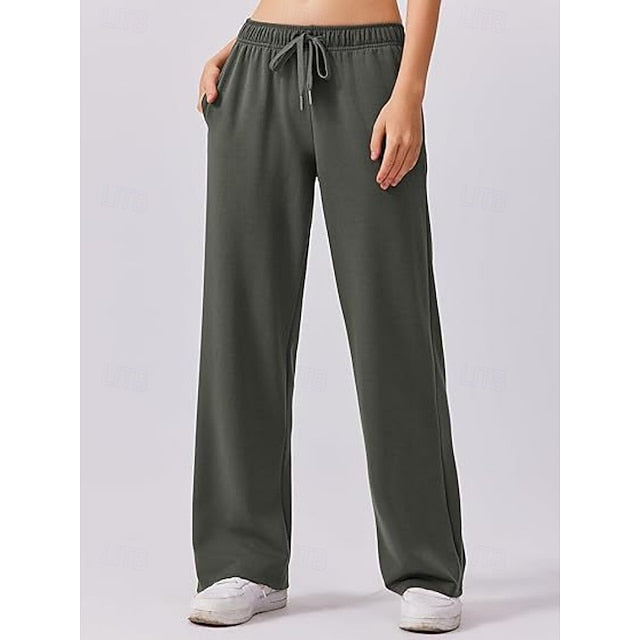 Women's Pants Sets Long Sleeve V Neck Solid Color