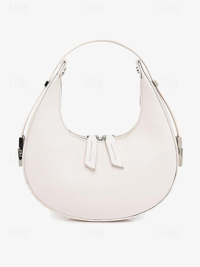 Sleek Crescent Silver Hobo Hardware Ivory Bag - Elegant with