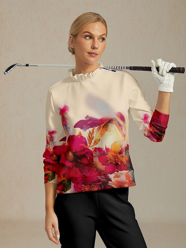 Women's Golf Pullover Sweatshirt Fuchsia Long Sleeve Top