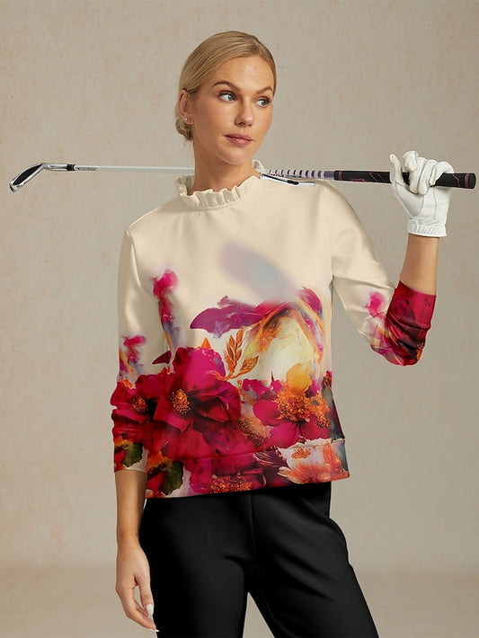 Women's Golf Pullover Sweatshirt Fuchsia Long Sleeve Top