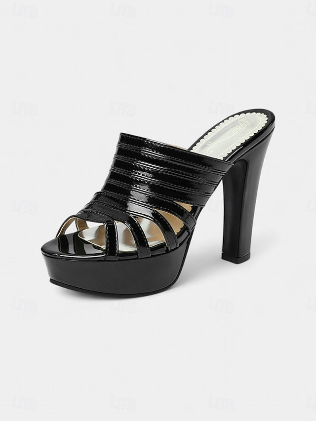 Mule Platform Women's Heels White Strappy - Open-Toe