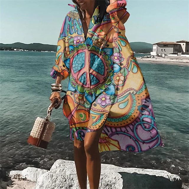 Women's Shirt Dress Casual Dress Swing Dress Midi Dress