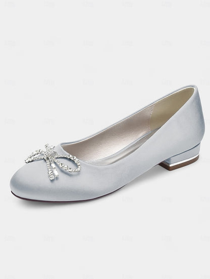 Women's Flats Bow Rhinestone - Round-Toe Embellished