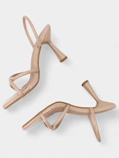 with Toe Square Heeled Sandals Strappy Beige Design –