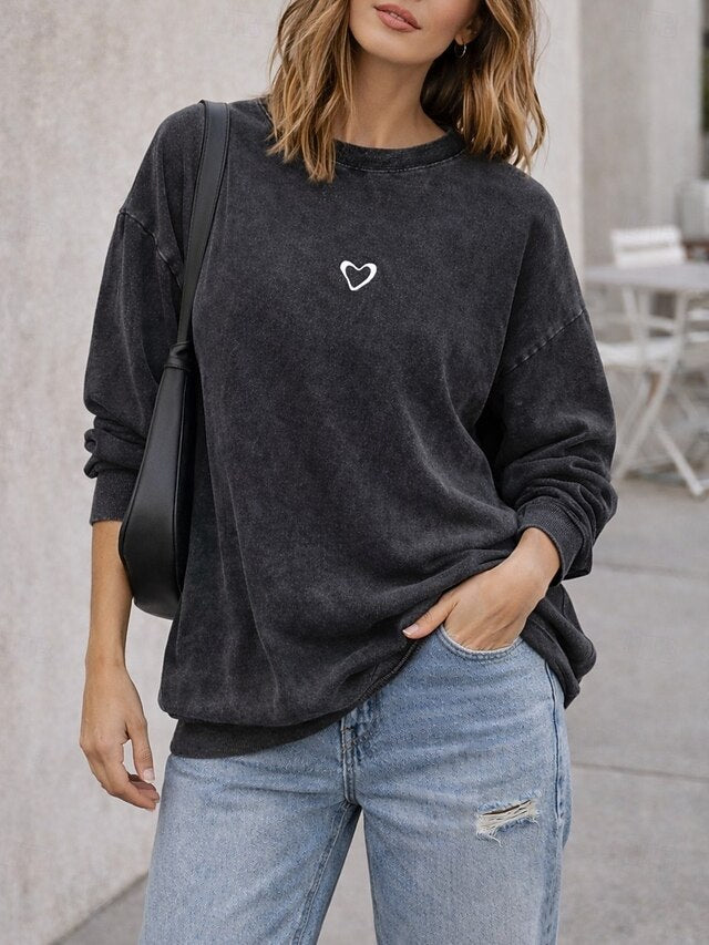 Women's T Shirt 100% Cotton Print Vintage Washed Solid