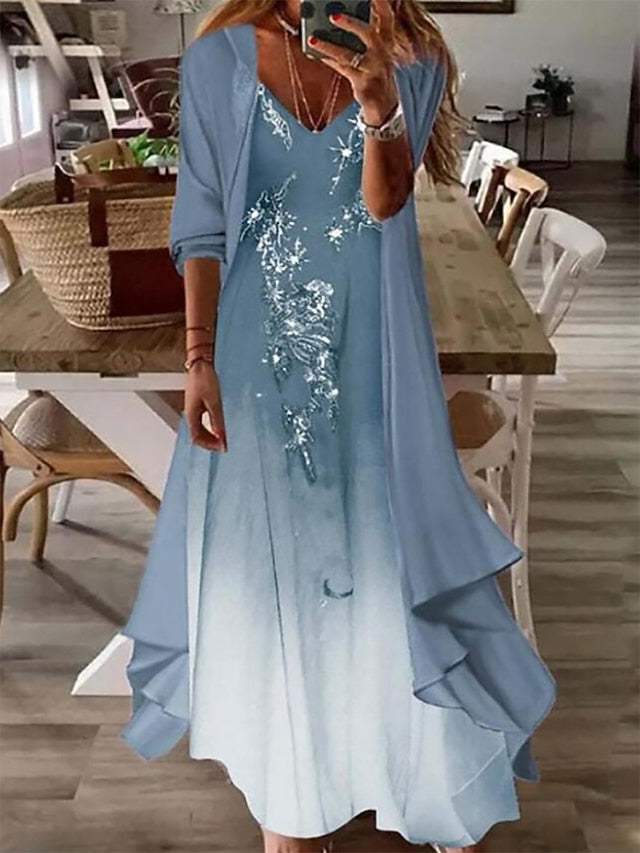 Women's Dress Set Casual Dress Print Dress Fashion Casual