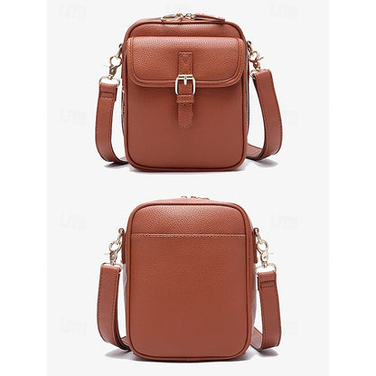 Bag Front Brown with Faux Vintage Leather Women's Crossbody