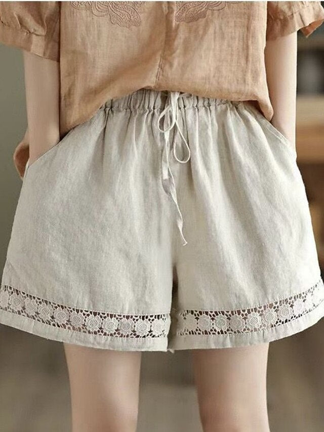Women's Cotton Linen Shorts Summer Shorts Beach Shorts