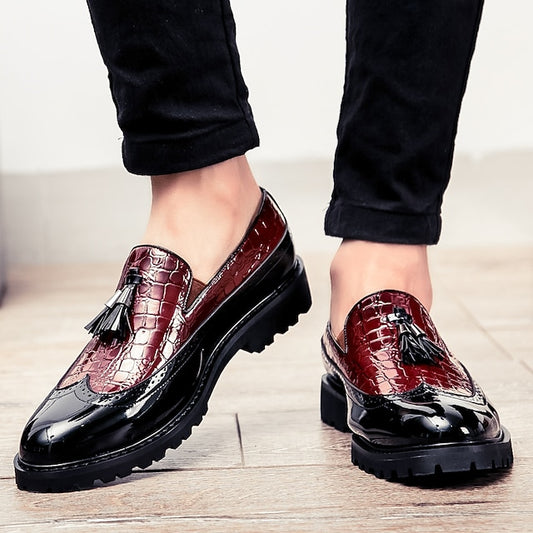 Crocodile Black Pattern Red Men's Stylish - and Loafers