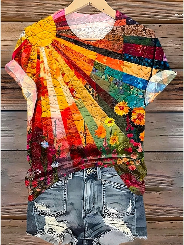 Women's T Shirt Floral Graphic Vintage Fashion Stylish