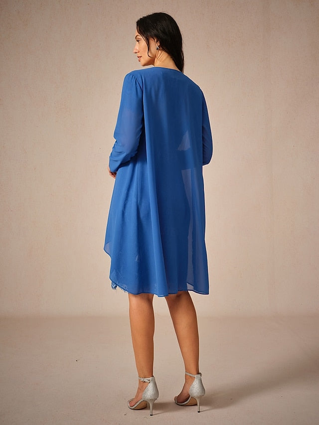 Women's Wedding Guest Jacket Dress Lace Dress Chiffon Dress
