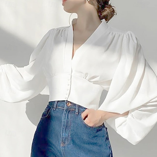 Women's Casual Shirt Button Up Shirt Blouse Tunic Buttons